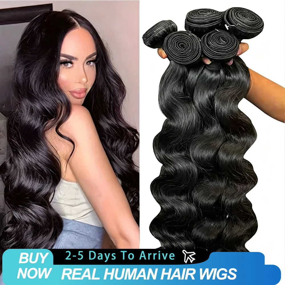 12A 30 40 Inch Body Wave Bundles Brazilian Real Raw Human Hair Extensions Wet And Wavy Remy Weave Hair Bundles For Black Women
