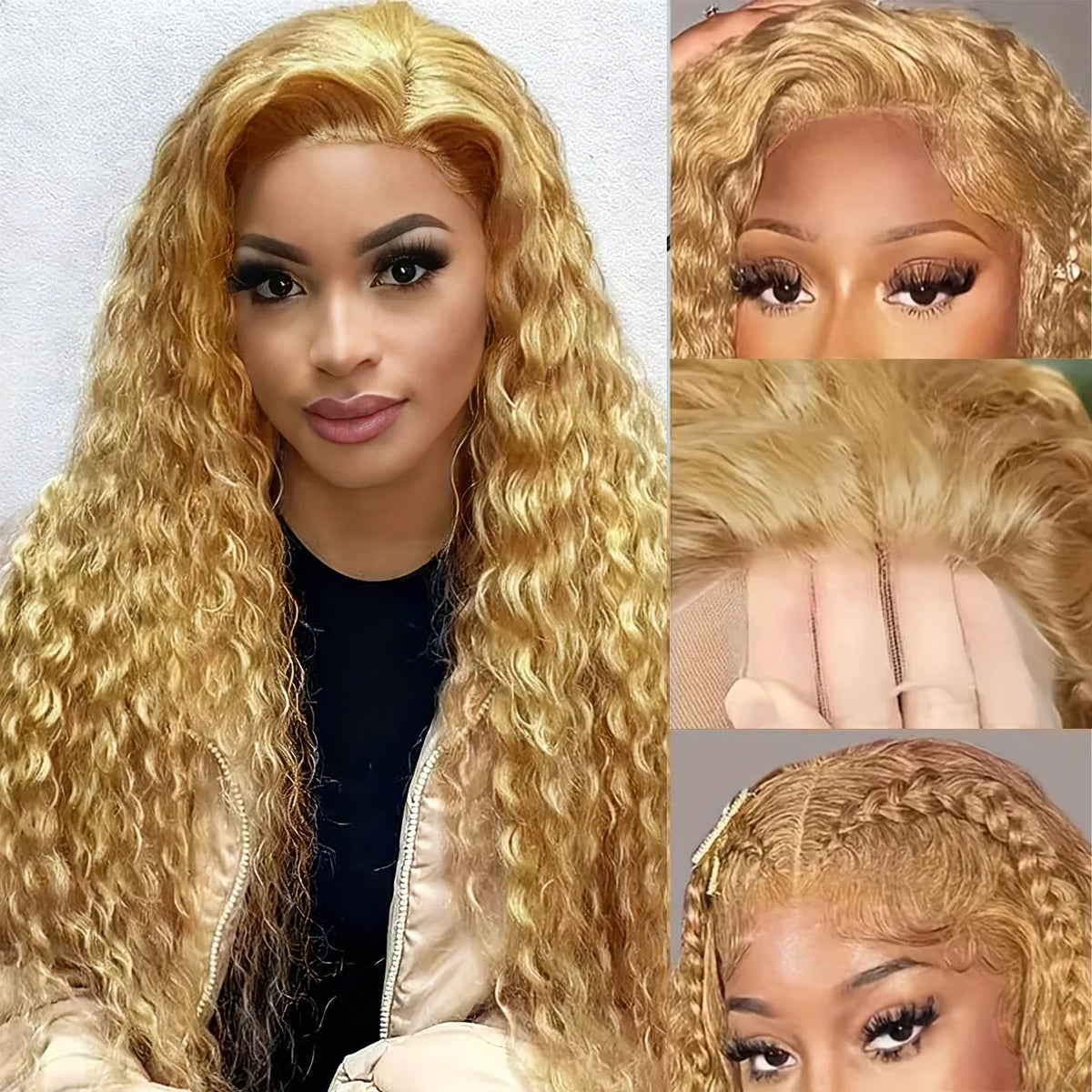 Honey Blonde Deep Wave Lace Front Wig
