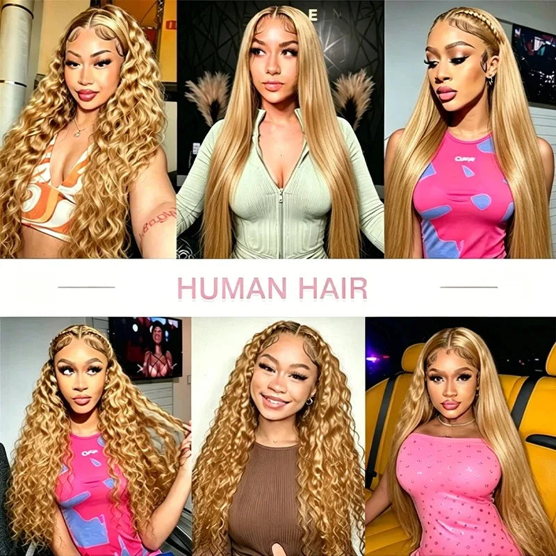 Honey Blonde Deep Wave Lace Front Wig
