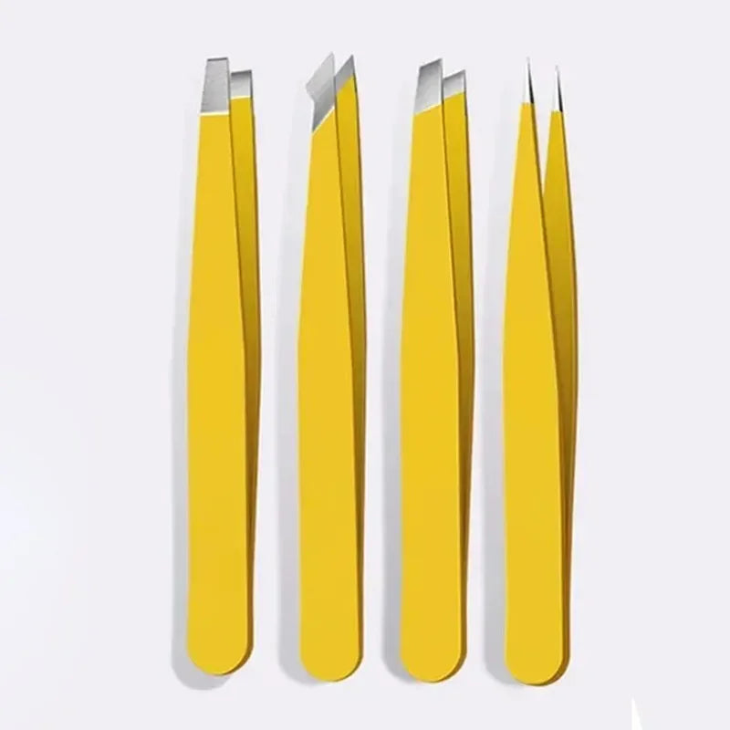 Ouriner Eyebrow Tweezers Set 4 Pcs Stainless Steel Eyebrow Forceps Professional Beauty Tool Set For Facial Hair Inward Growing