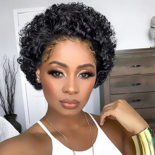 All Natural Curly Black 13x1 lace Wig for Women