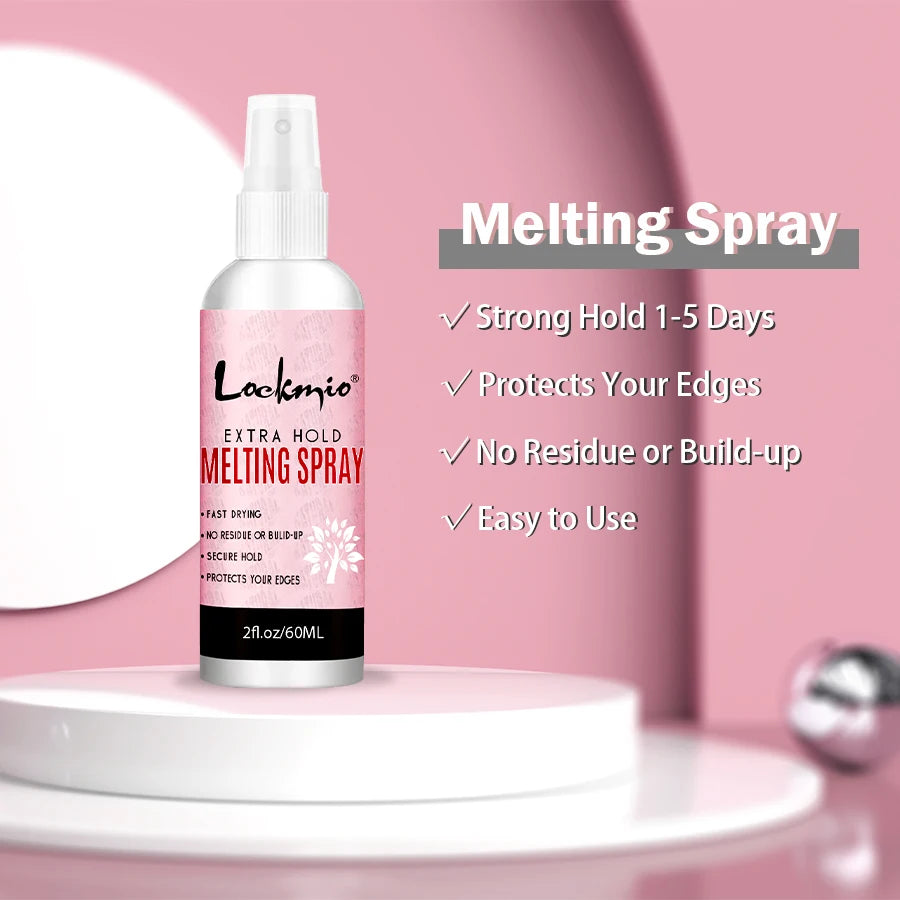 LOCKMIO Lace Wig Melting Spray Wigs Front Adhesive Invisible Fast Dry Toupee Grid Glue for Wigs Installation Styling Tools Kit