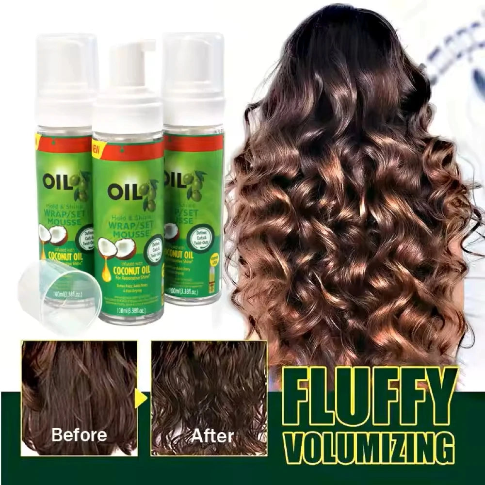 Curly Hair Mousse（100ml) For Wigs Strong Hold Olive Oil Hair Styling Mousse Anti-Frizz Hair Foam Mousse For Styling Hair Women