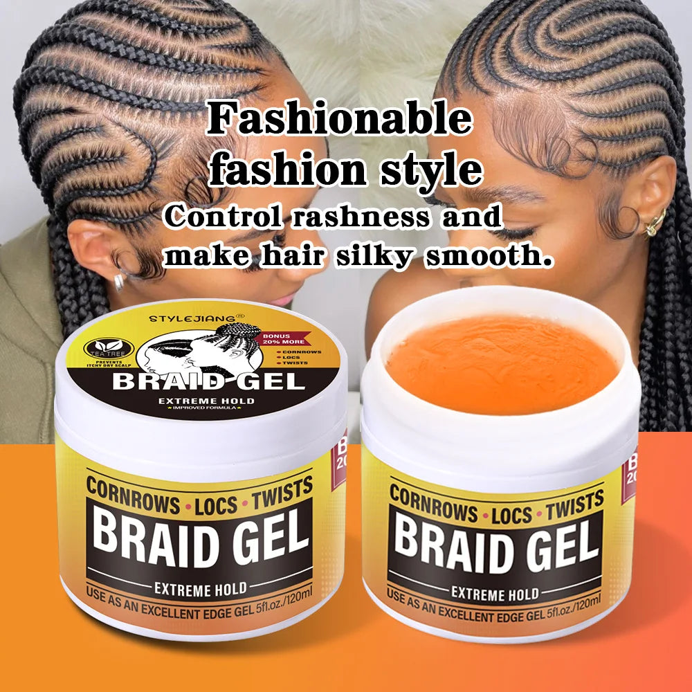 Braid Gel - Locs, Twists, Cornrows! Strong Hold, Moisturizing, Light Scent, Retro Look - Hair Styling Product