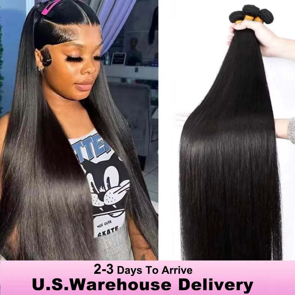 16A Straight Bundles 100% Human Hair 40 Inch Brazilian Virgin Weave 1 3 4 Pcs Raw Hair Bundles Extensions For Women Good Quality