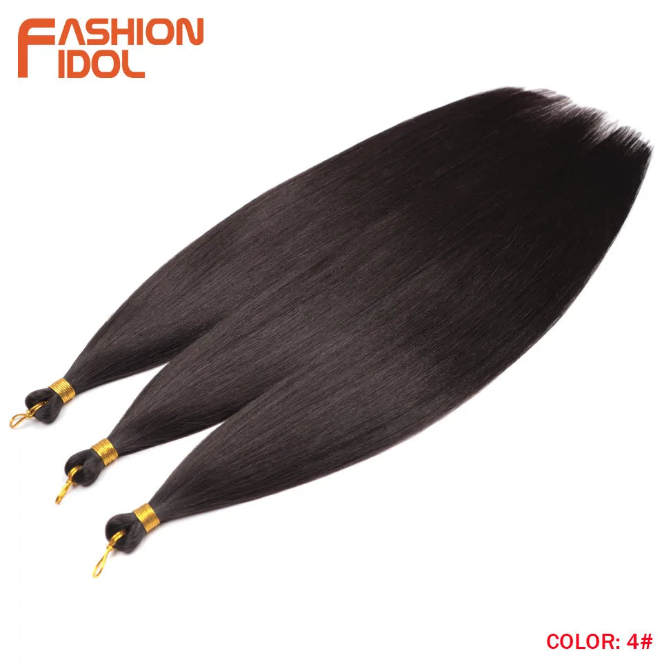 28 Inch 3PCS 300g Yaki Straight Pony Hair Bundles Crochet Braids Hair Synthetic Braiding Hair Ombre Brown Crochet Hair Extension