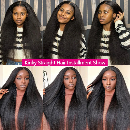 12A Kinky Straight Bundles Human Hair 100 Human Hair Yaki Straight Bundle 20 22 24 Inch Human Hair Bundles 3-5 Days Delivery