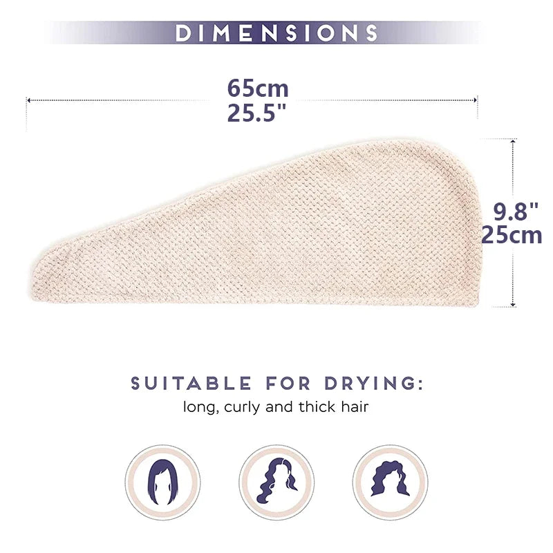 Soft & Textured Hair Towel Rap/Cap - Absorbent 9.8 "X 25.5" Wrap
