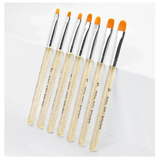 7Pcs/Set Nylon Hair UV Gel Acrylic Nail Art Builder Brush Pen Drawing Pens For Nail Design Nail Supplies For Professionals
