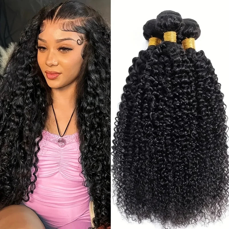 8-30Inch Kinky Curly Human Hair Bundles 12A Brazilian Virgin Hair Weave 100% Human Hair Extensions Natural Black 1pc Bundle