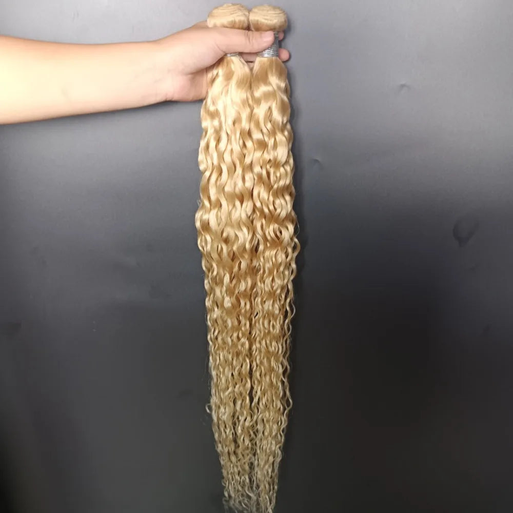 1/2/3PCS 613 Blonde Bundles Human Hair Water Wave 10-30 inch 100% Unprocessed Virgin Human Hair Extensions 12A Grade Full End