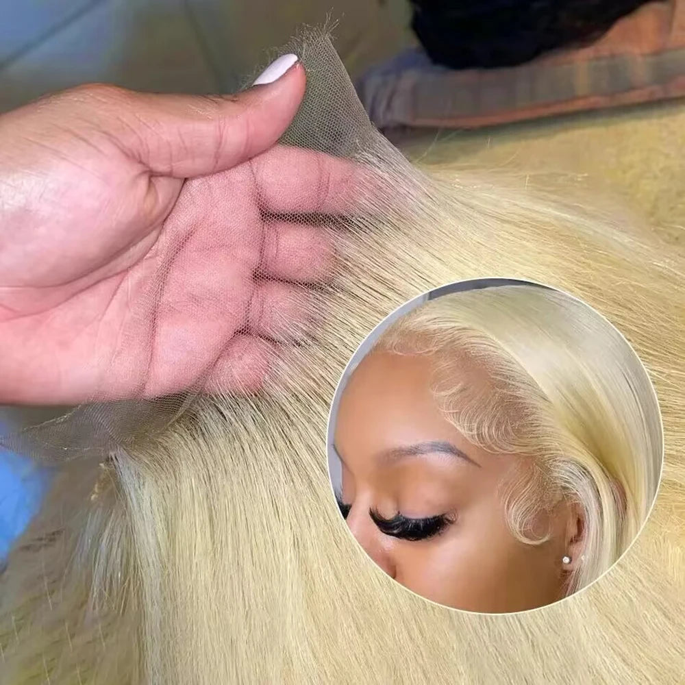Honey Blonde 13x6 HD Lush All Natural Lace Front Hair Wig - 200% 613 (34 36 Inch Straight 13x4 Lace Frontal)