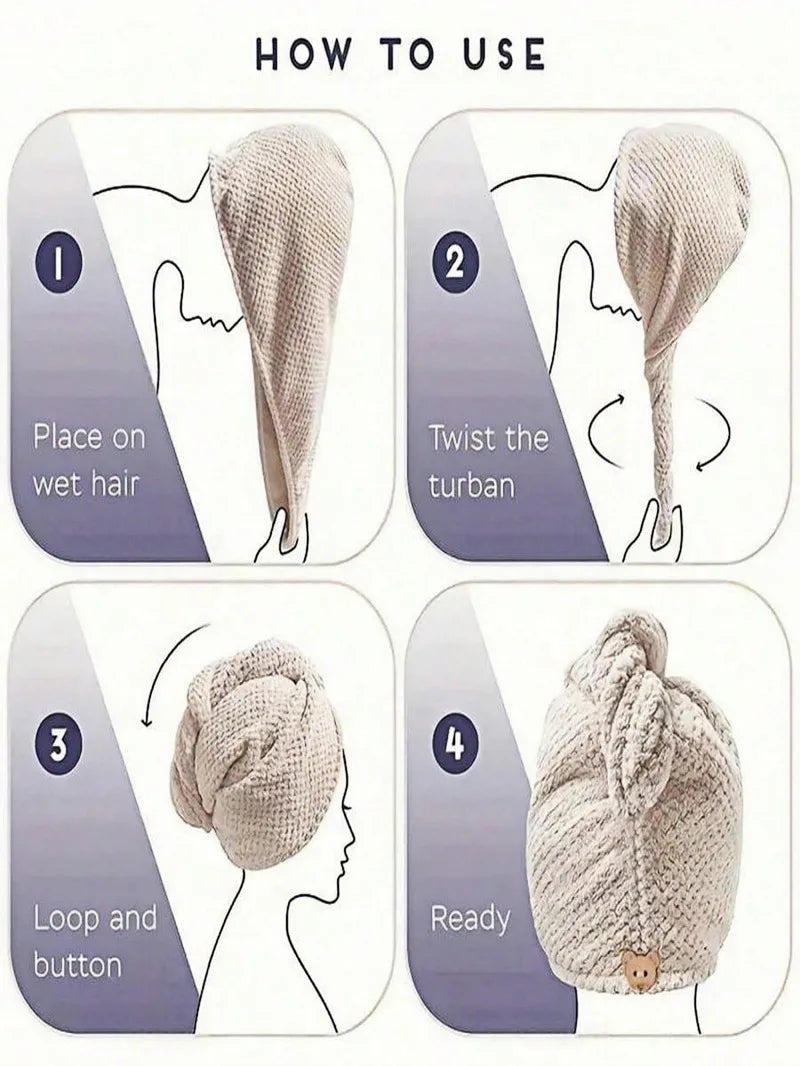 Soft & Textured Hair Towel Rap/Cap - Absorbent 9.8 "X 25.5" Wrap