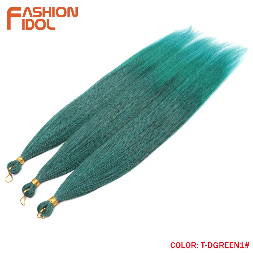 28 Inch 3PCS 300g Yaki Straight Pony Hair Bundles Crochet Braids Hair Synthetic Braiding Hair Ombre Brown Crochet Hair Extension