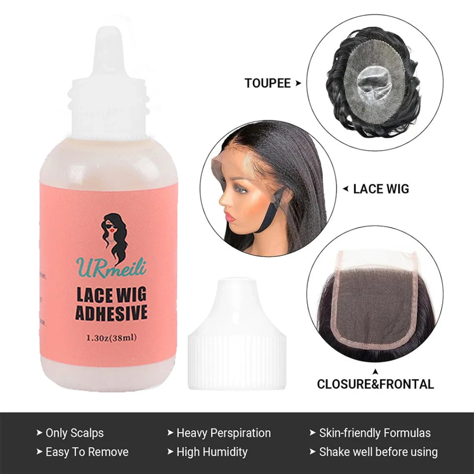 Wig lace glue set Waterproof Lace Front Adhsive for Wigs with Tools and Hair Wax Stick (Lace Adhesive/Wig Glue Remover/Wax Stick