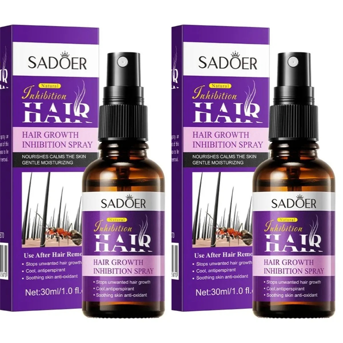 2pcs 30ml  Hair Spray Stop Hair Essential Oil Gentle Smooth Natural Hair Growth Inhibition Skin Care Beauty Products