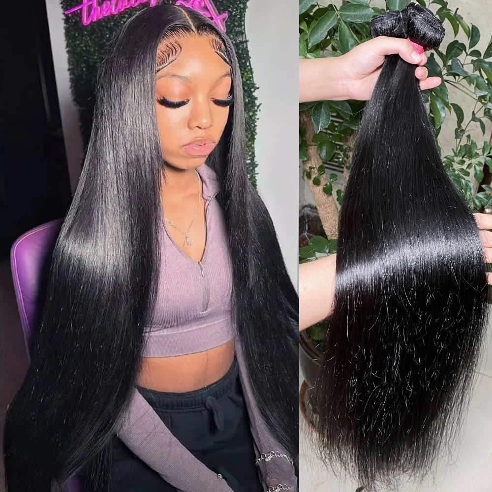 Indian Human Hair Bundles Bone Straight 26 28 30 inch Virgin Human Hair 3 4 Bundles Women Sew In Quick Weave Raw Hair Extensions
