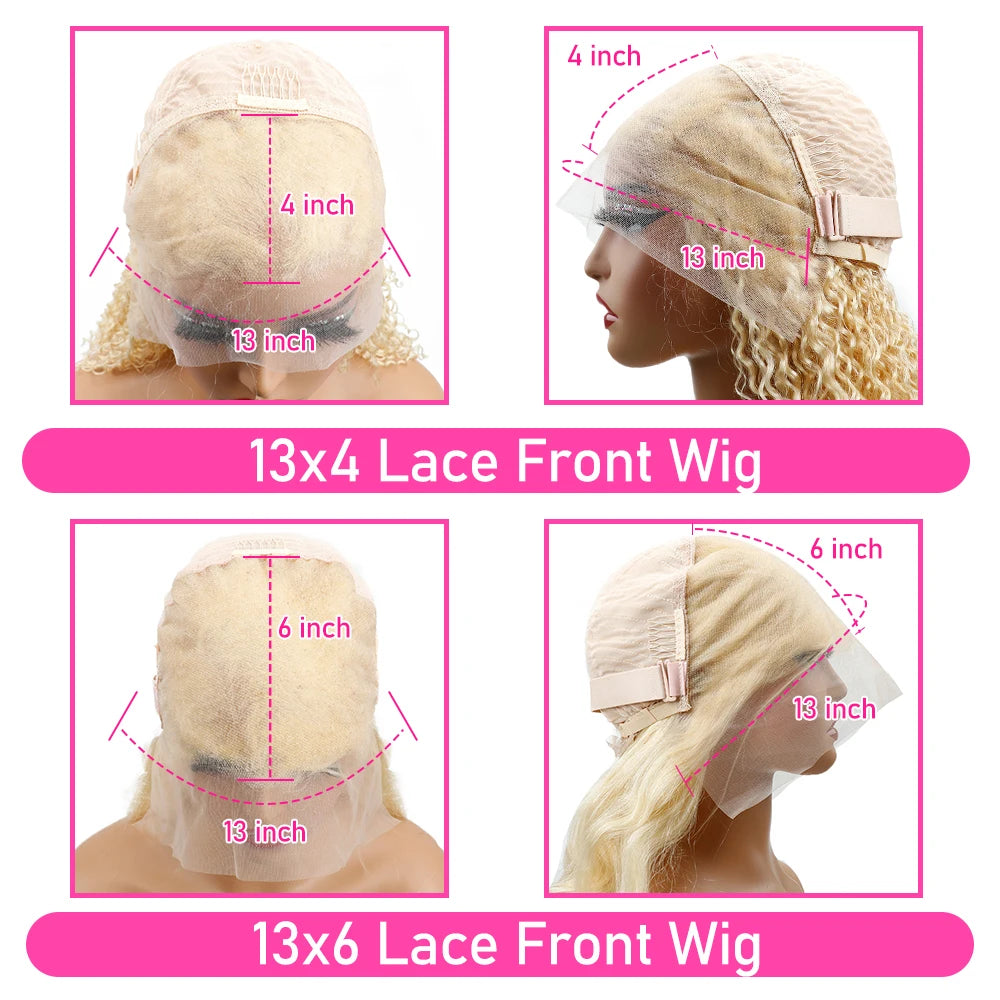 Honey Blonde 13x6 HD Lush All Natural Lace Front Hair Wig - 200% 613 (34 36 Inch Straight 13x4 Lace Frontal)
